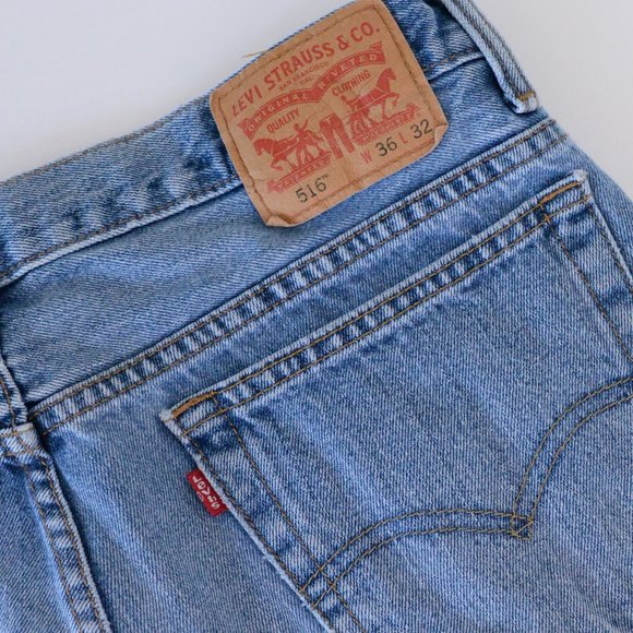 Levis 516 Straight Leg Distressed Denim Jeans ~36/32 - Picture 3 of 12